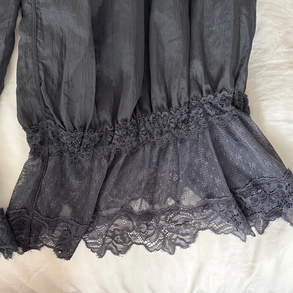 Free People Black Lace-Trim Bloomer Pants - Picture 3 of 4